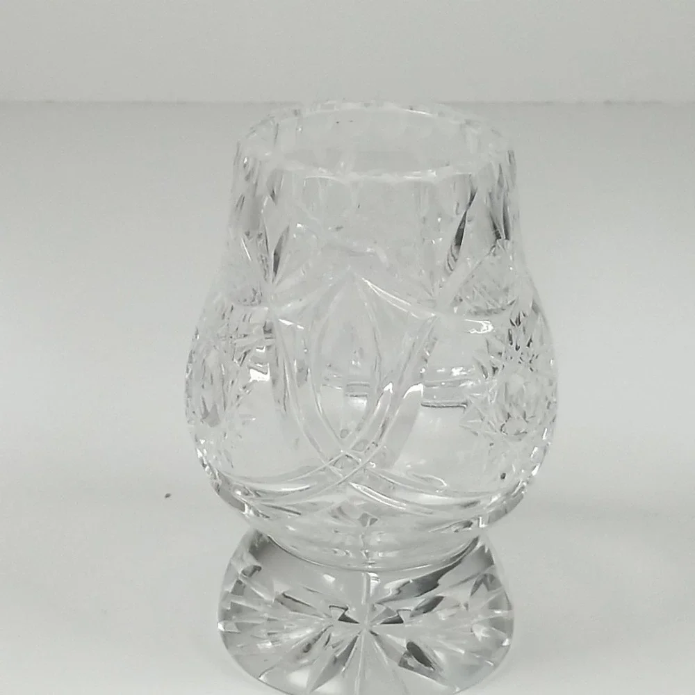 Bohemian Lead Crystal Tooth Pick, Matches Holder Hand Cut Czech Vintage Hobstar